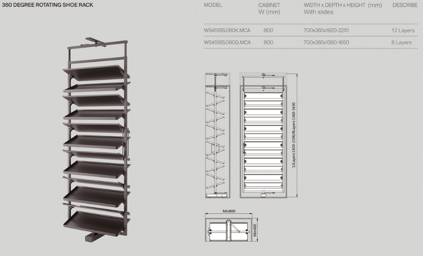 UNIHOPPER REVOLVING SHOE RACK 4518